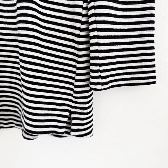 J.Jill Wearever Tunic Sweater Top Stripe Black White Staple Mature Size M Petite - Picture 5 of 9